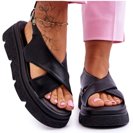 PE1 Modische schwarze Chester-Plateau-Sandalen