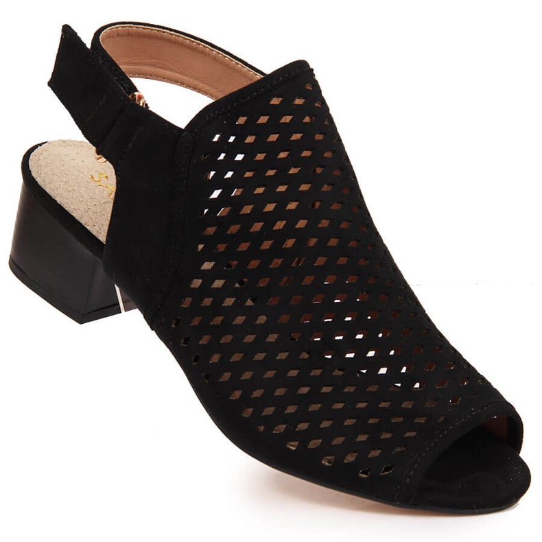 Durchbrochene Damensandalen schwarz Sabatina DM19-27