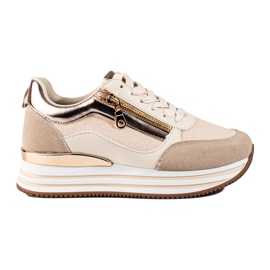 Beige-goldene Plateau-Sneakers von Shelovet