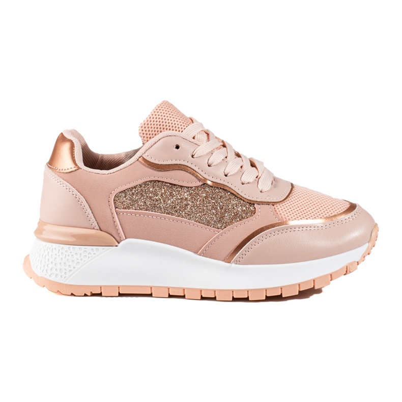 Damen-Plateau-Sneakers Shelovet in Pink und Gold rosa