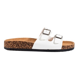 Weiße Damenpantoletten mit Shelovet-Schnallen