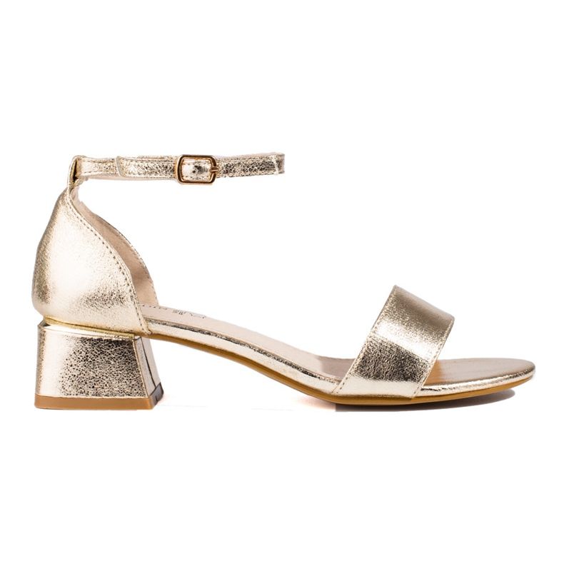 Shelovet Sandalen mit niedrigem Absatz für Damen golden