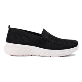 Schwarze Shelovet-Slipper aus schwarzem Stoff für Damen mit dicker Sohle