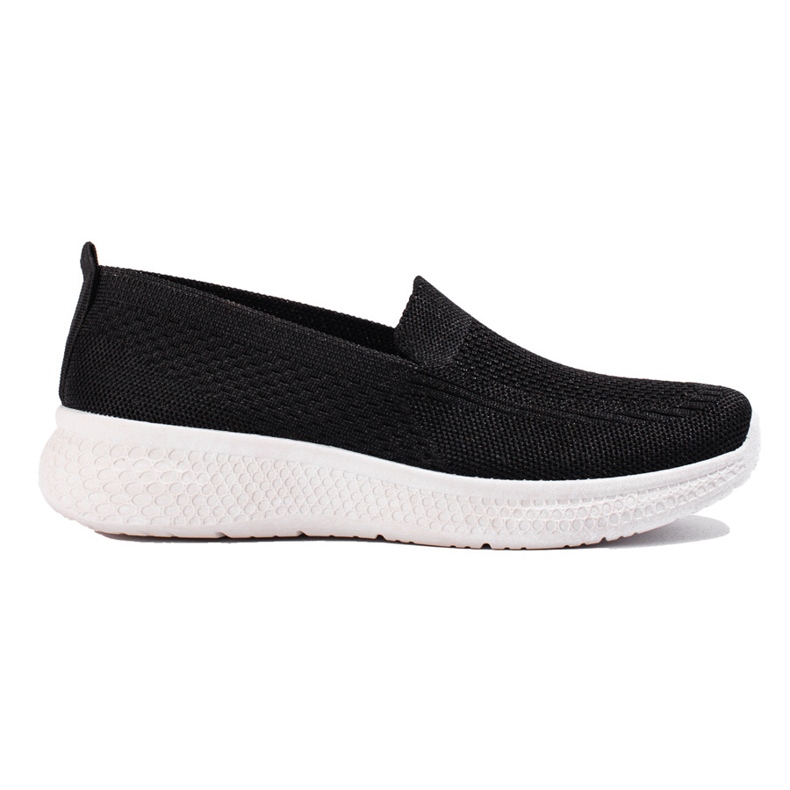 Schwarze Shelovet-Slipper aus schwarzem Stoff für Damen mit dicker Sohle