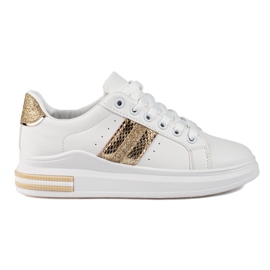 Shelovet Damen-Sneakers auf einem hohen Plateau weiß