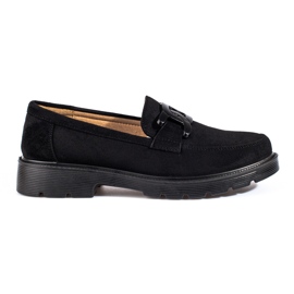 Schwarze Wildleder-Loafer für Damen mit Shelovet-Kette