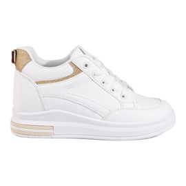 Weiße Sneaker mit verstecktem Keilabsatz von Shelovet