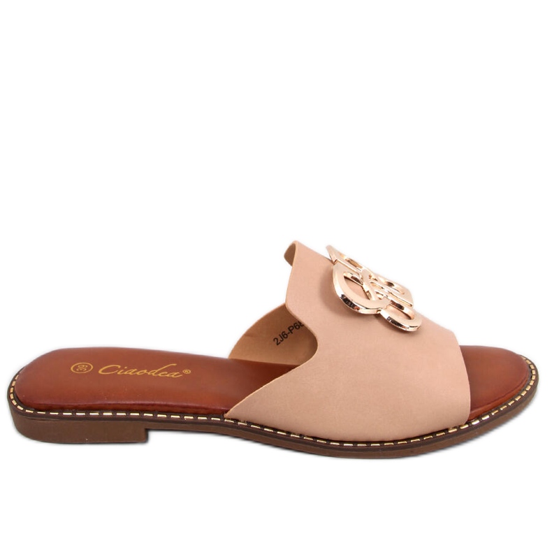BM Ebenholz-Apricot-Hausschuhe für Damen beige