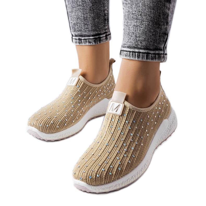 Beige Turnschuhe mit Strass von Maasje
