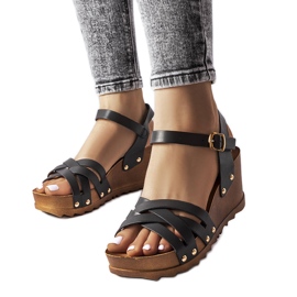 Schwarze Sandalen mit Keilabsatz von Audric