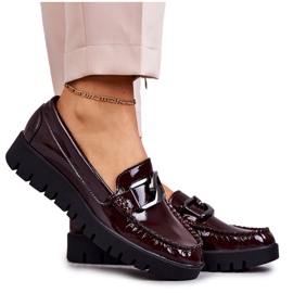 Sergio Leone Lackierte Loafer auf der bordeauxfarbenen Kjersti-Plattform rot