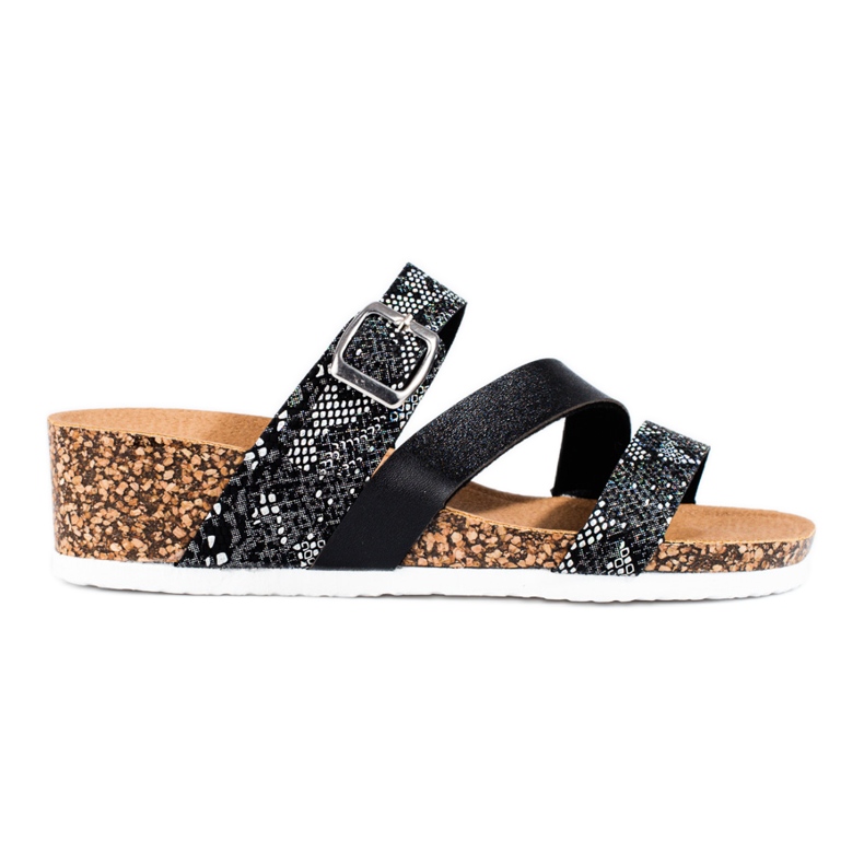 W. Potocki Damenhausschuhe mit niedrigem Keil schwarz Potocki