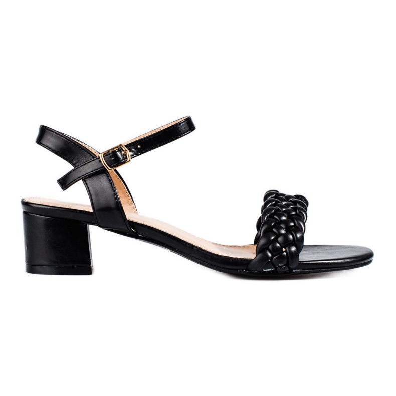 Schwarze Sandalen mit niedrigem Absatz von Shelovet