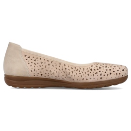 Durchbrochene Damen-Slipper aus beigem Leder Rieker L9365-61