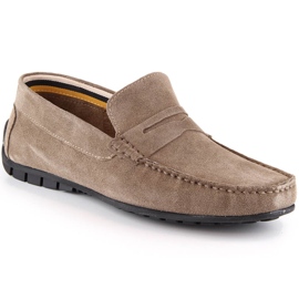 Herrenmokassins aus Leder und Wildleder Filippo MP921 taupefarbene Loafer beige