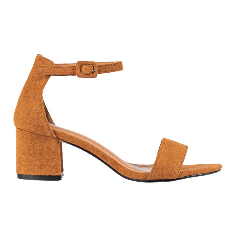 Kamelfarbene Wildleder-Sandalen mit Absatz von Shelovet braun