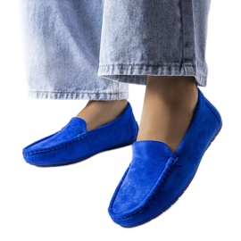 Blaue Souplet-Loafer mit Ledersohle