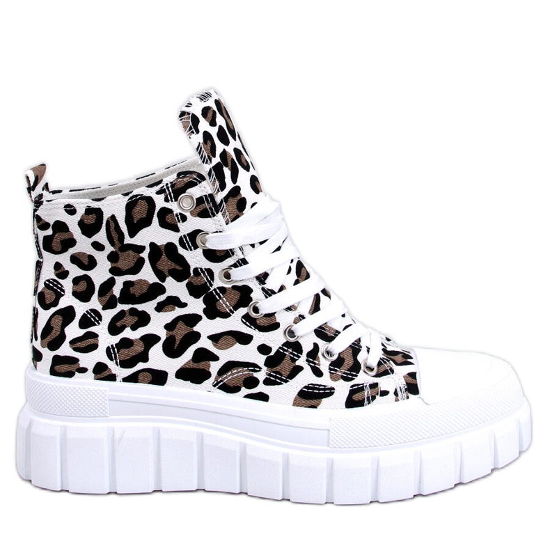 Lion Leopard High-Top-Sneakers mit Leopardenmuster weiß