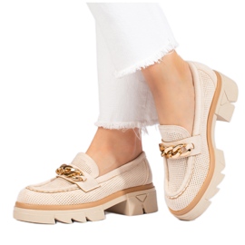 Shelovet Wildleder-Loafer mit Kette hellbeige