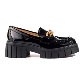 Shelovet schwarz lackierte Plateauschuhe