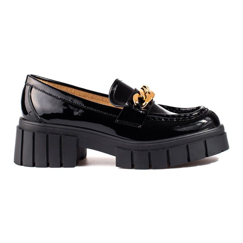 Shelovet schwarz lackierte Plateauschuhe