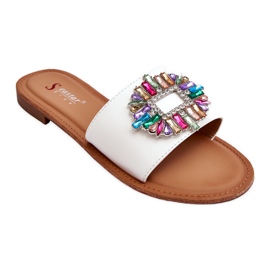 PE1 Modische Damensandalen mit Dekoration Weiß Halsey