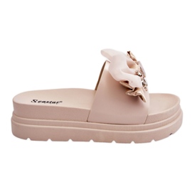 PE1 Hausschuhe mit Schleife und dekorativem Teddy Beige Suzy