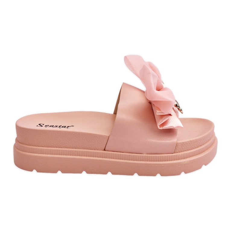 PE1 Hausschuhe mit Schleife und dekorativem Teddybären hellrosa Suzy