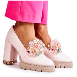 PA2 Elegante Pumps mit Ornament Uni Hellrosa Caterine