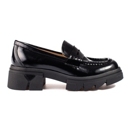 Schwarze, klassische Shelovet Plateau-Mokassins