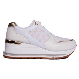 Cremefarbene Damen-Sneakers mit Keilabsatz von Shelovet beige