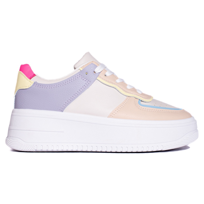 Mehrfarbige Turnschuhe auf einem dicken Shelovet-Plateau beige