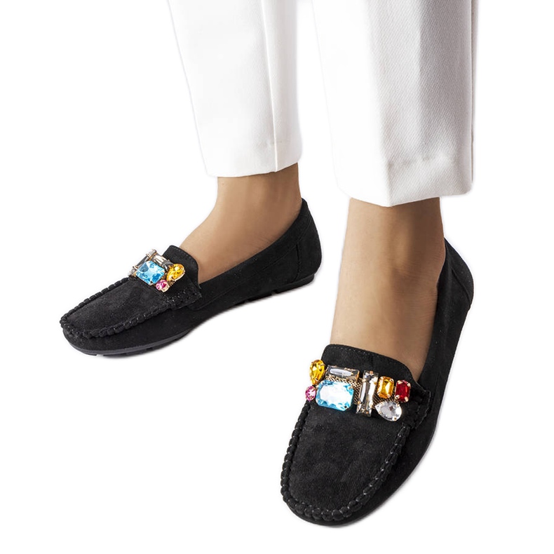 Schwarze Mokassins mit Lederdecksohle von Bertrand