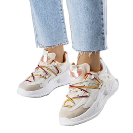 Beigefarbene Sneaker aus Stoffgemisch von Traci