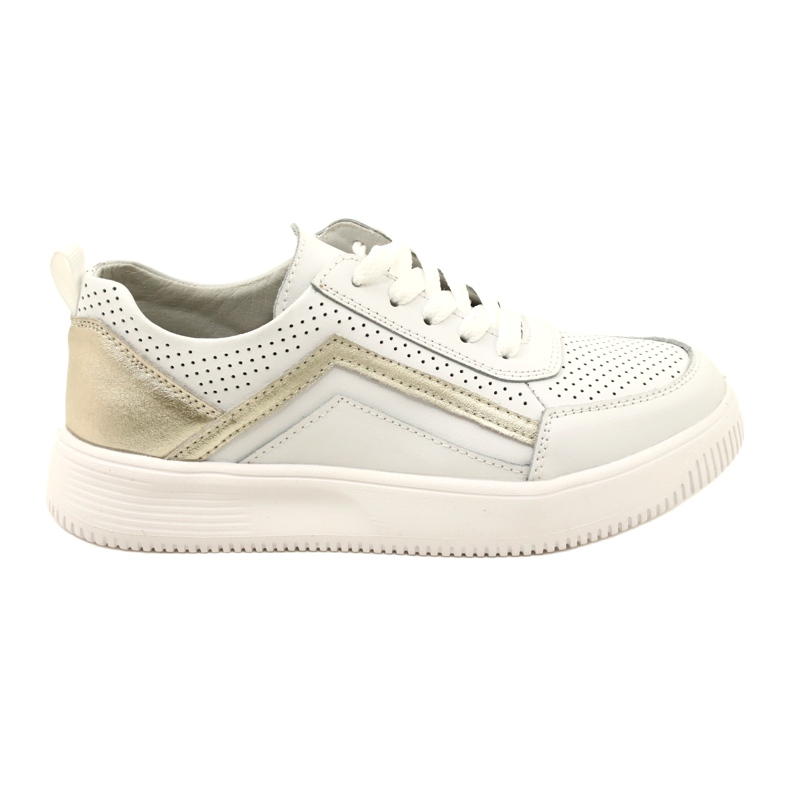 Weiße und goldene Schnürschuhe aus Leder Evento 23PB08-5389