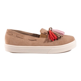 Brauner Wildleder-Slipper mit Quasten Shelovet beige
