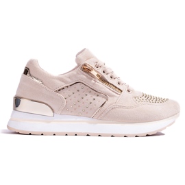 Damen Keil Turnschuhe beige Shelovet