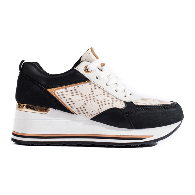 Schwarze und beige Keilsneaker von Shelovet für Damen