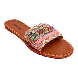 Bellisa Orange Verzierte Hausschuhe für Damen