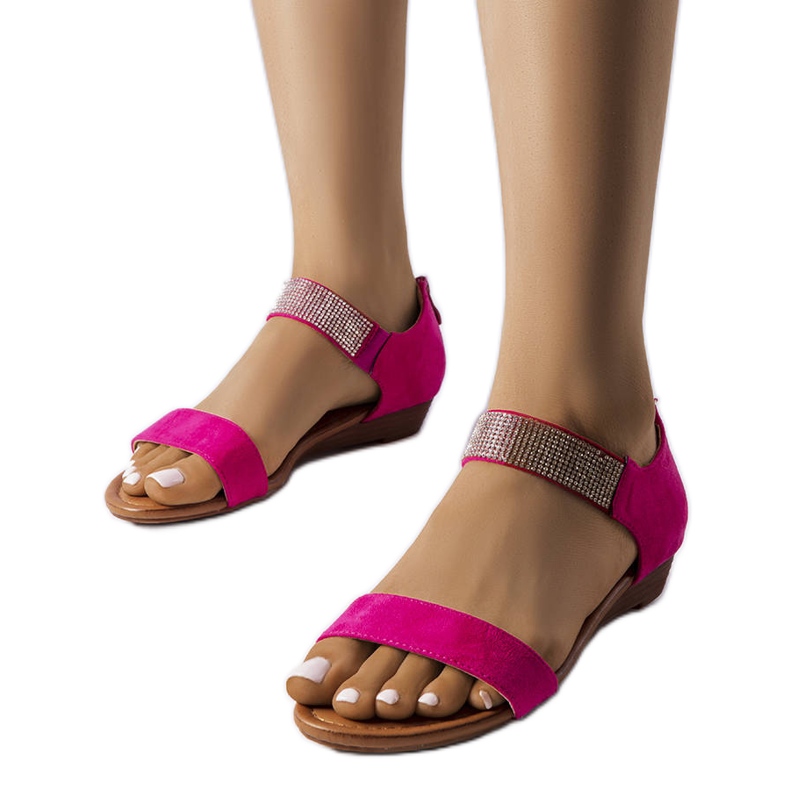 Rosafarbene Sandalen mit Strasssteinen von Dufresne