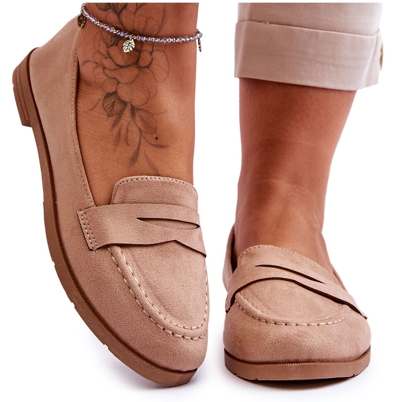 PS1 Bequemer Wildleder-Loafer für Damen in Dunkelbeige Lucca