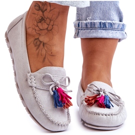 Wildlederloafer mit Schleife und Fransen Grau Dorine