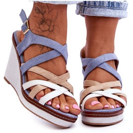 Keilsandalen mit Streifen Blue Ellen blau