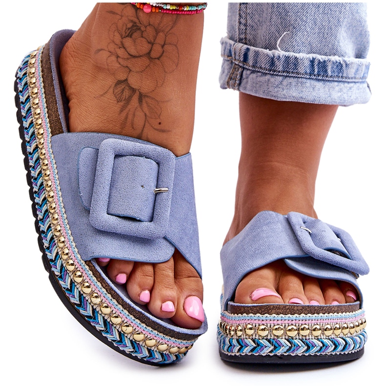 PS1 Verzierte Plateau-Slipper von Joyce in Blau für Damen