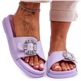 Plateau-Slipper für Damen mit Verzierung Lila Beneca