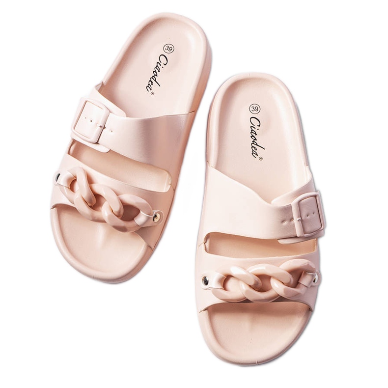 Étoile Pantoletten aus rosafarbenem Gummi