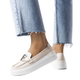 Venezia Beige Mokassins mit dicker Sohle von Vinceza