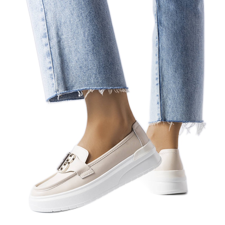 Venezia Beige Mokassins mit dicker Sohle von Vinceza