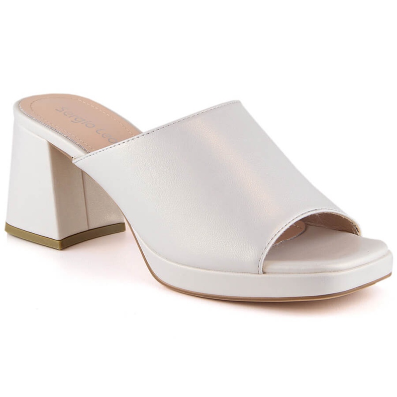 Damen-Perlensandalen am Pfosten mit Gummiband Sergio Leone KL322 beige