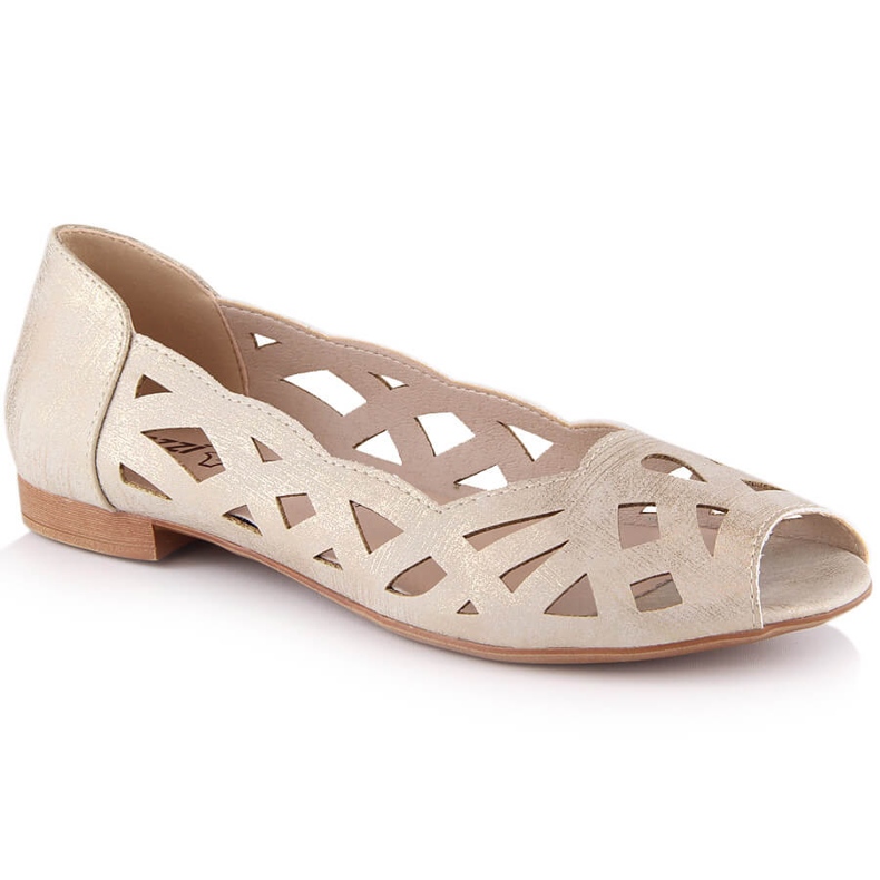 Durchbrochene goldene Ballerinas für Damen Jezzi ASA136-8
